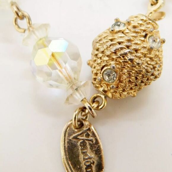Vintage Vendome Goldtone Aurora Borealis Crystals Graduated Beaded Necklace - Picture 3 of 4